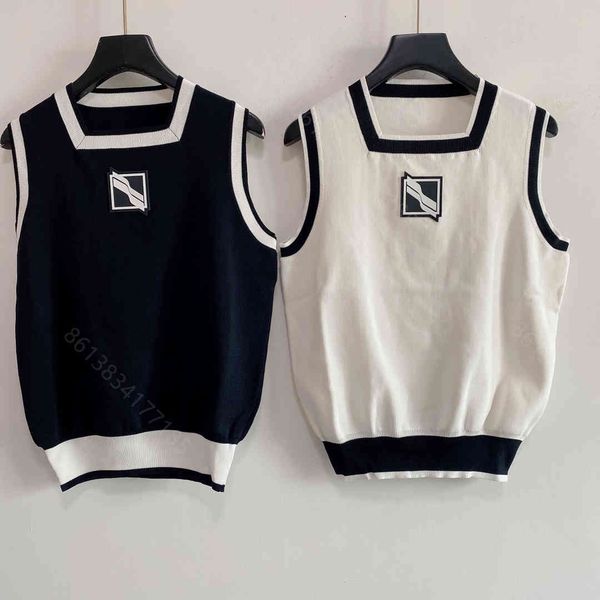 

desinger tanks for women vest knitted brand cami sleeveless female t shirt 2 colors wool sweater knit grils, White