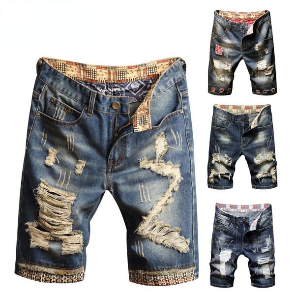 

men's shorts 2021 spring summer denim clothing beach ripped jeans cotton short casual business social men, White;black