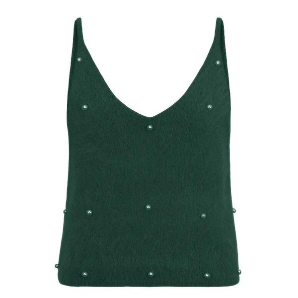 

women's vests 2021 autumn winter fur straps v neck sweater, Black;white