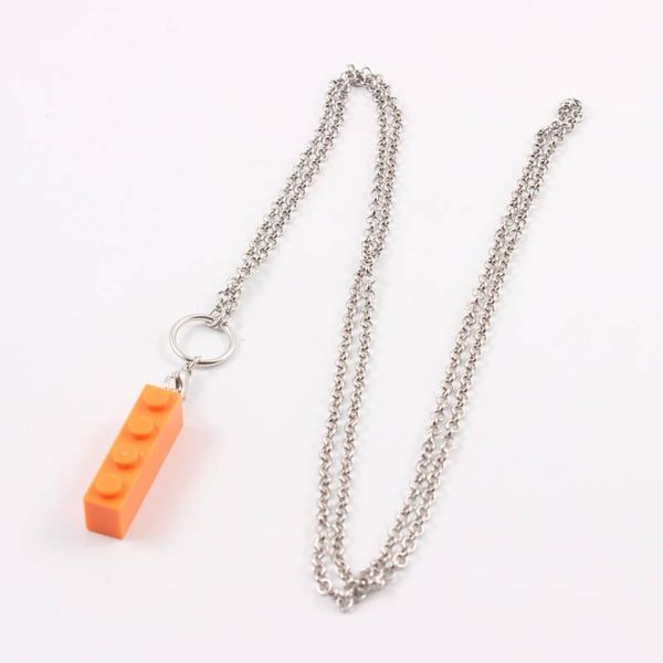 

pendant necklaces colorful brick 1x4 figure block necklace educational building blocks model action toy kids gifts, Silver
