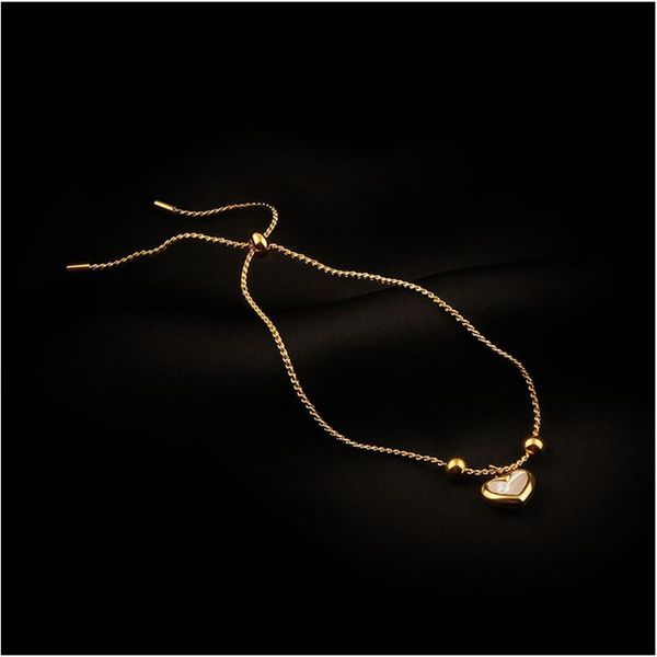 

link, chain meyrroyu stainless steel gold color shell heart pendant bracelet for women 2021 trend romantic party gift fashion jewelry, Black