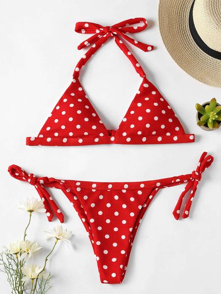 

ms swimsuit women's wave point bikini bandage swimsuit set, White;black