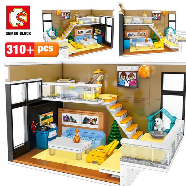 

sembo 310pcs creative nordic house model building blocks city street view restaurant figures diy bricks gift toys for girl 1008