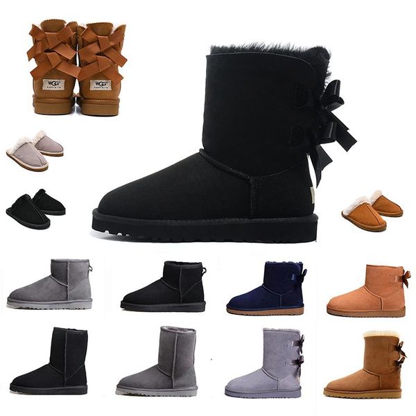 

2021 designer ug ugg uggs womens australia australian boots wgg women winter snow fur furry satin boot ankle booties leather outdoors shoes, Black