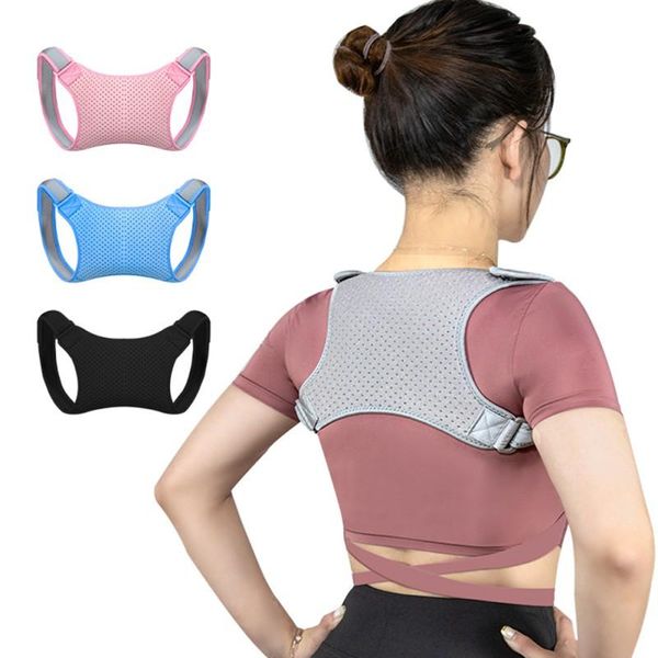 

back support 1pcs posture corrector adjustable belt spine shoulder brace belts invisible hunchback, Black;blue