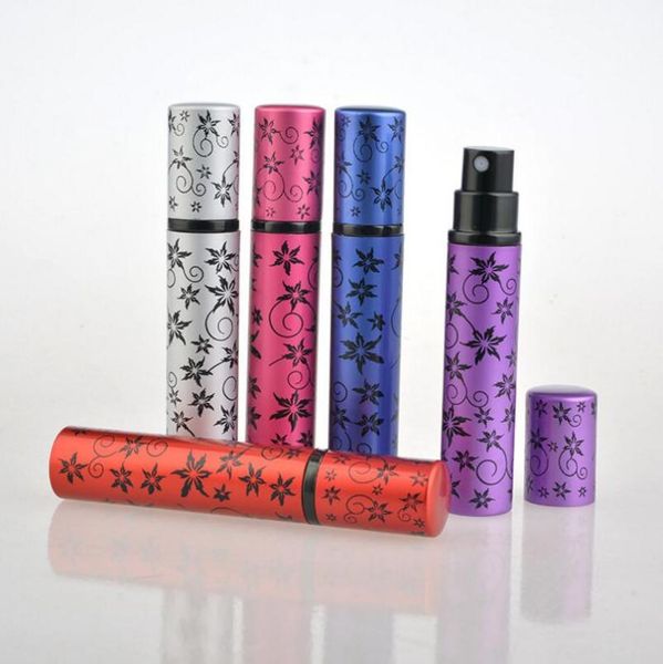 

storage bottles & jars 100pcs 8ml mini portable flower printing aluminum refillable perfume spray bottle with atomizer empty parfum containe