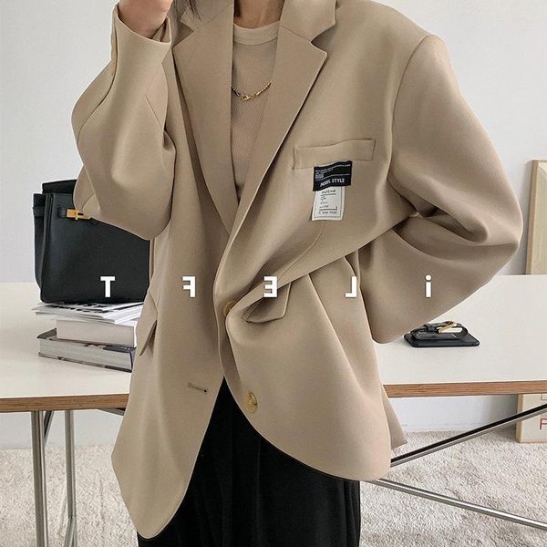 

women's suits & blazers casual suit silhouette coat early spring 2021 mid long loose fashion, White;black