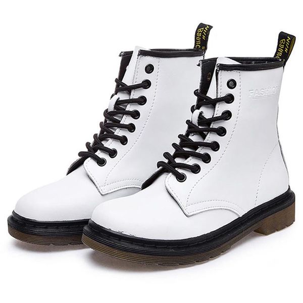 

boots fashion leather women winter shoes 2021 plus size british style punk platform ankle ladies botas mujer, Black