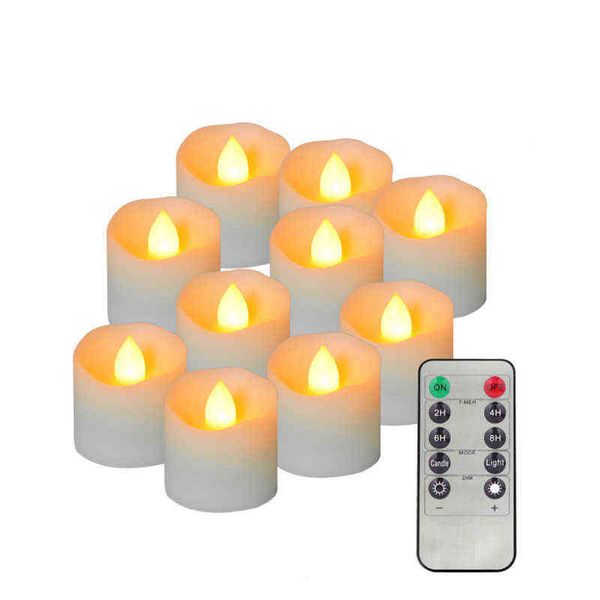 Pacote de 6 Velas de LED de bateria com controle remoto, Timer Tealight Candle Light para decoração de janela de mesa de casamento H1222