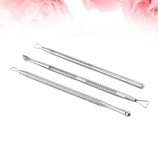 

cuticle pushers 3pcs stainless steel pusher remover spoon trimmer metal double sided finger dead skin push nail art manicure pedicure