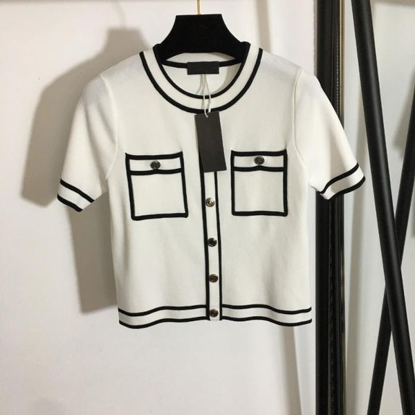 

t-shirt short-sleeved women's knitwear o-neck spring and autumn thin section was slim all-match, White