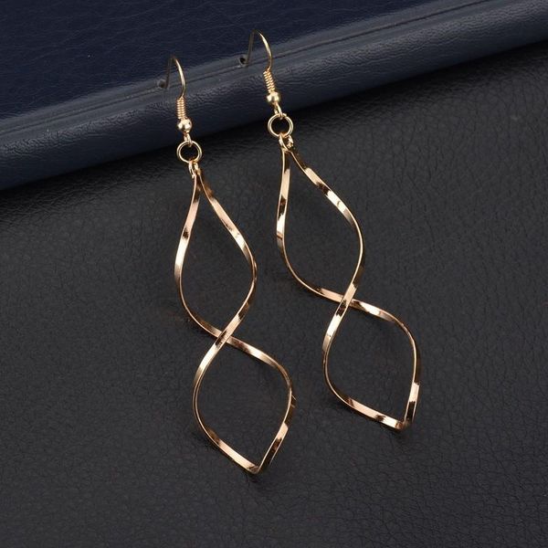 

dangle & chandelier fashion double loop drop earrings for women long wave statement brincos pierced jewelry, Silver