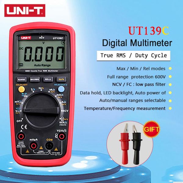 

multimeters uni-t ut139c digital multimeter auto range handheld tester true rms meter 6000 count voltmeter current temperature test