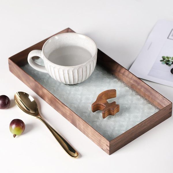 

kitchen storage & organization serving tray wood walnut glass embossed plate creative retro wobble deskcosmetics organizer
