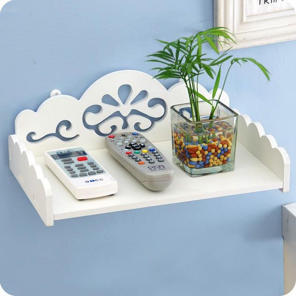 

hooks & rails diy tv set-decorative wall shelves carved wood storage rack organizer hdf stb remote control holder home decor