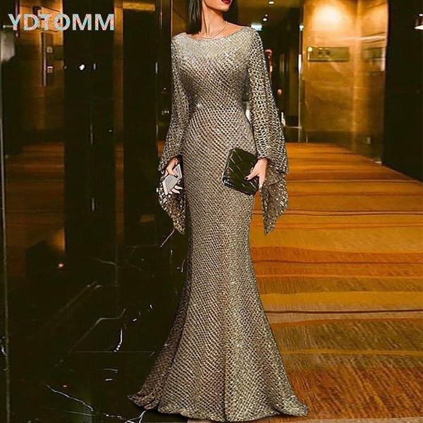 

casual dresses formal dress women elegant evening luxury gold long for wedding party designer runway 2021 robe femme, Black;gray