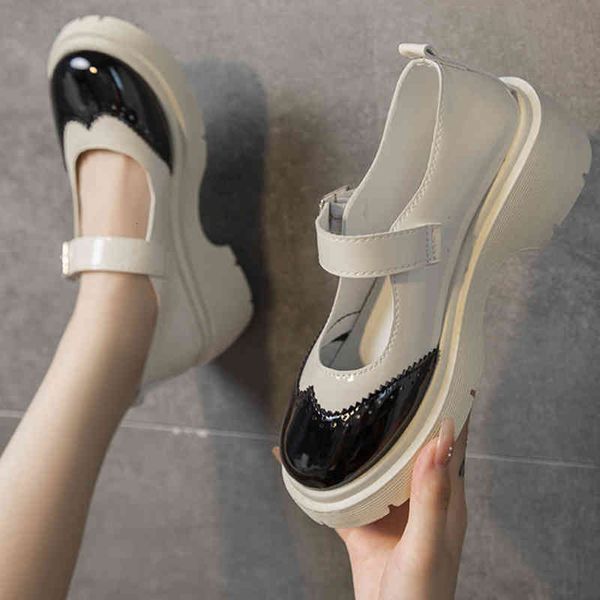 

dress shoes rimocy square heel shoes mary jane, leather and round heels, buckle platform in mixed colors for students gm8x, Black