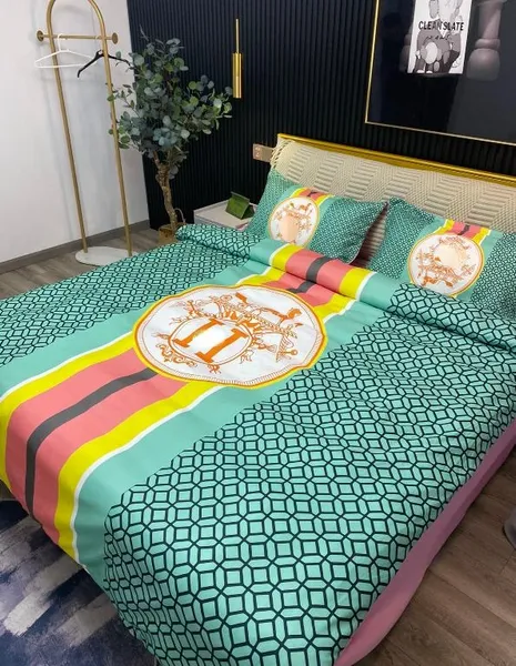 Modischer, klassischer 3-teiliger Bettbezug aus Baumwolle, gewebt, Queen-Size-Quilt-Kissenbezüge im europäischen Stil