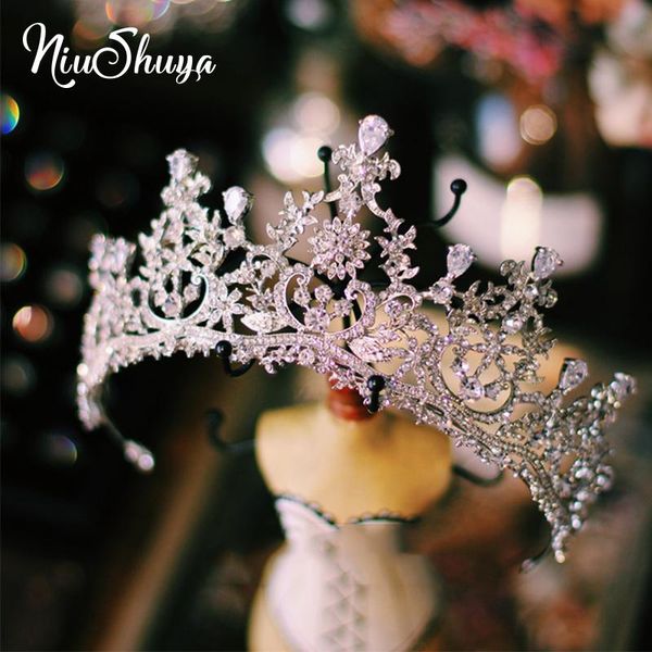 

hair clips & barrettes niushuya fashion big crystal wedding diadem rhinestone cubic queen tiaras crowns headbands for bride jewelry women ac, Golden;silver