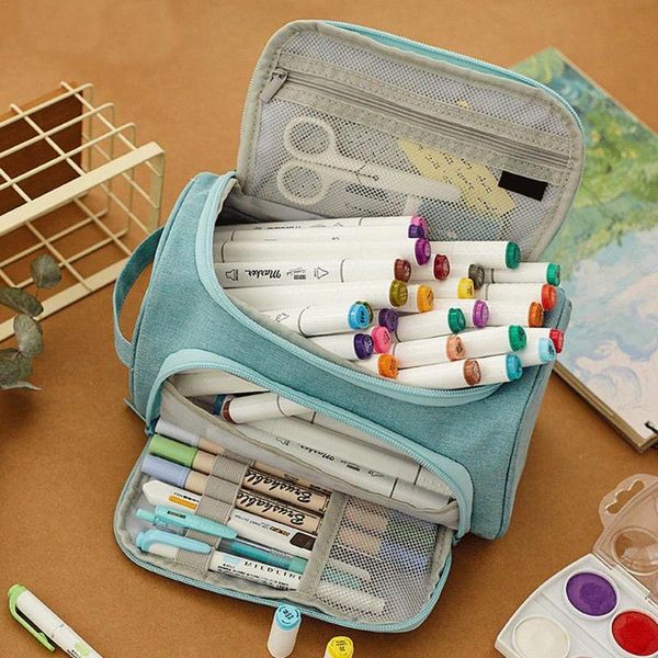 

pencil bags multifunctional case large capacity pen box fold canvas storage bag school students stationery office supplies organizer