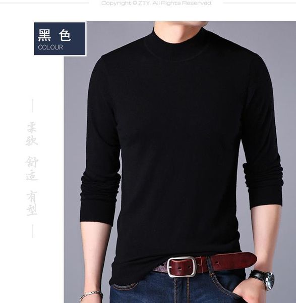 

men's sweaters 2021 autumn and winter half high neck long sleeve, White;black