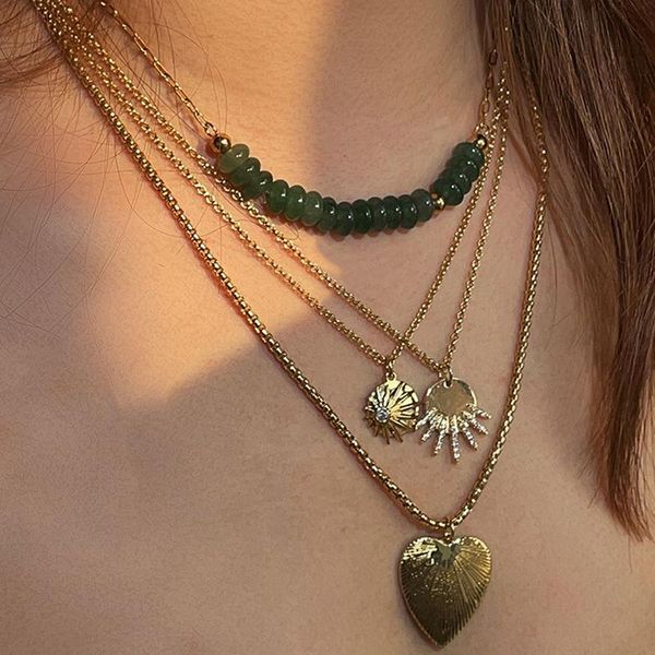 

pendant necklaces peri'sbox 2 designs textured sunburst coin cubic zircon irregular for women small circle vintage jewelry, Silver