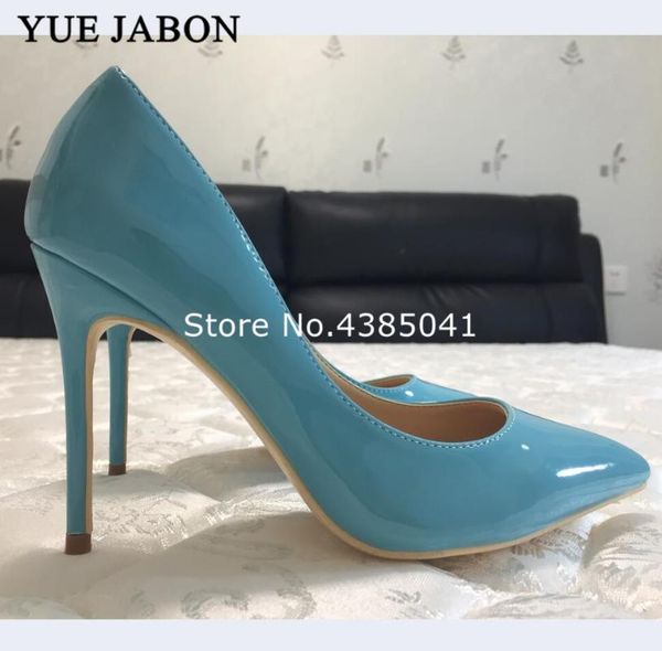 

real pictures blue women high heels shoes stiletto pumps pointed toe woman plus size 35-43 dress, Black