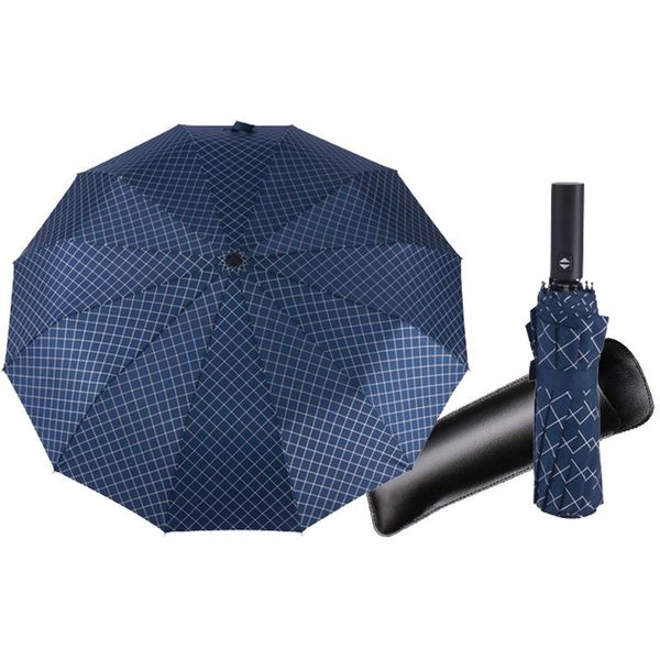 

umbrellas 12 ribs large folding umbrella rain woman business men automatic windproof male paraguas stripe sunny&rainy