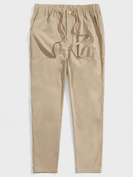 

men drawstring waist pants l1oa#, Black
