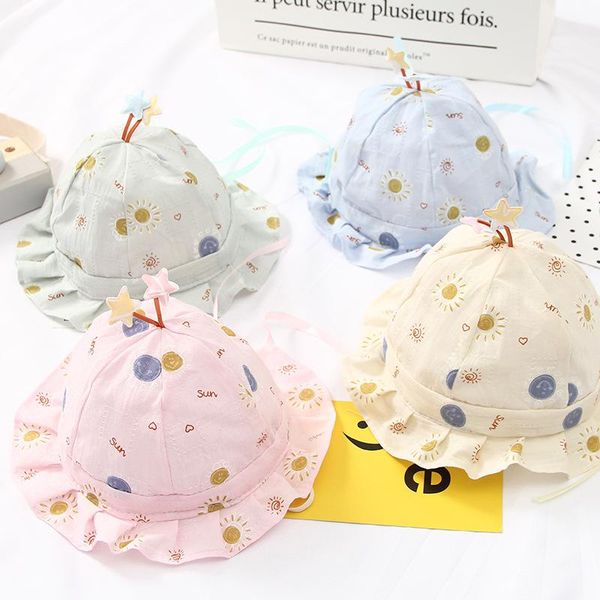 

caps & hats 0-6m summer spring outdoor baby bucket hat infant fisherman cartoon star sun cotton kids beach cap girl boys, Yellow