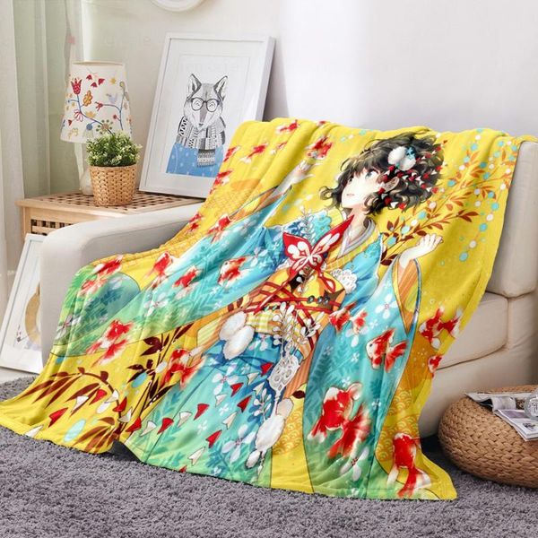 

blankets retro blanket sofa couch bedding for kids boy anime japanese beauty print flannel plush throw home travel bed cover
