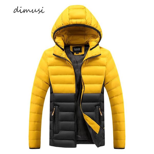 

men's down & parkas dimusi winter jacket fashion men cotton thick warm casual outwear thermal windbreaker hooded coats mens clothing, Black