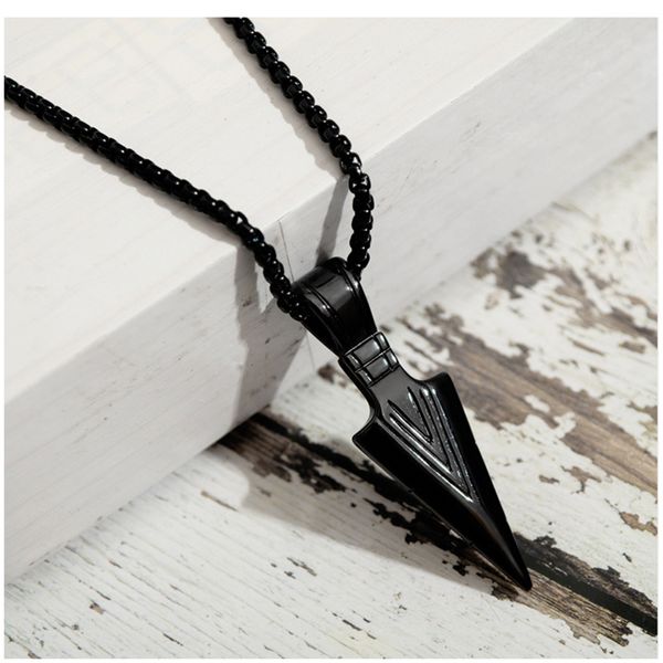 

new men christmas retro spearhead titanium steel pendant necklace,simple unique in gift box,high-end, Silver