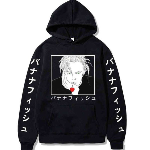 Банановые рыбы Ash Lynx Hoodie Funny Pullovers Tops Свободные с длинными рукавами Осенняя одежда осенью Y1213