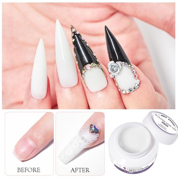

nail gel meet across 20ml extension acrylic white clear quick building for finger prolong form tips manicure tools, Red;pink