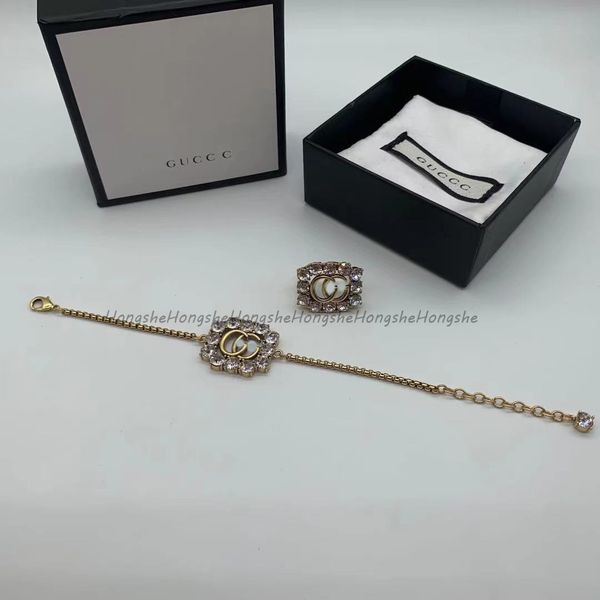 

special offer 70% off luxury jewelry gjia gujia 21 years new brass square zircon bracelet ring double gins style simple suit, Black