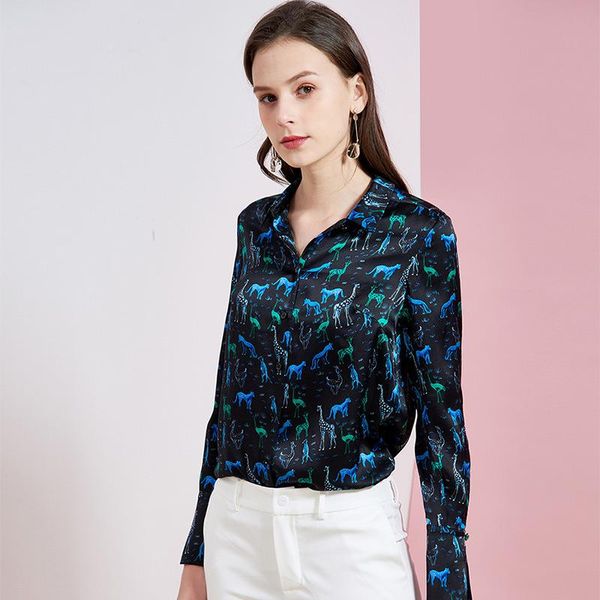 

women's blouses & shirts blue leopard floral silk blouse office womens and long sleeve 2021 summer casual boho plus size high quality, White