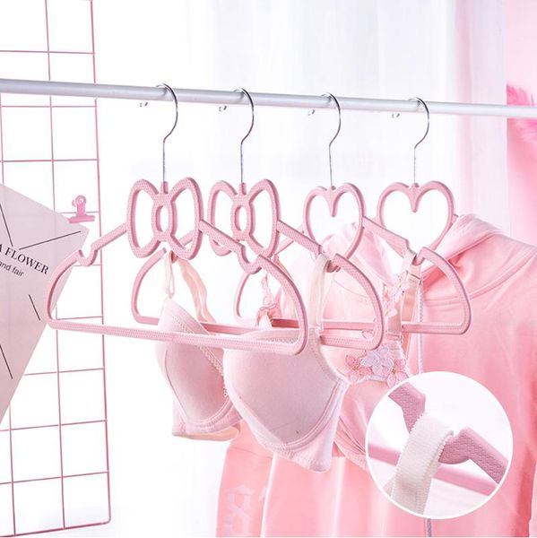 

laundry bags 10pcs/set pink bow clothes hanger plastic non-slip outdoor drying storage rack cute love wedding