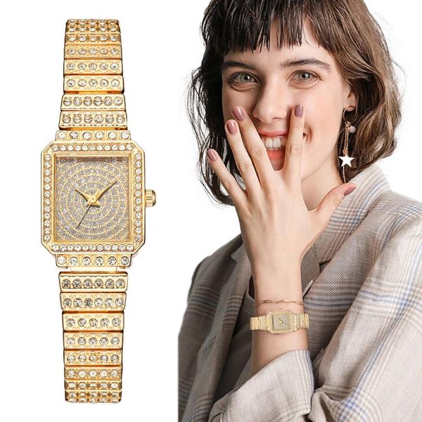 

wristwatches luxury 2021 women gold watch fashion ladies gypsophila quartz diamond wristwatch elegant female bracelet watches set reloj muje, Slivery;brown