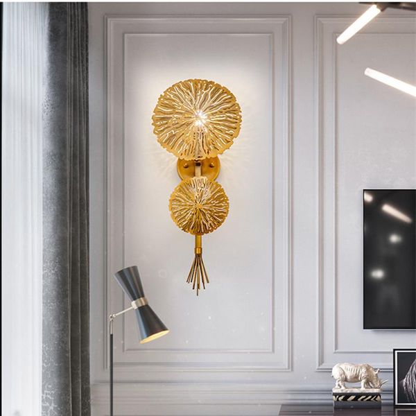 

luxury golden flower loft wall lamp el room villa hall sconce creative designer living dining lights lamps