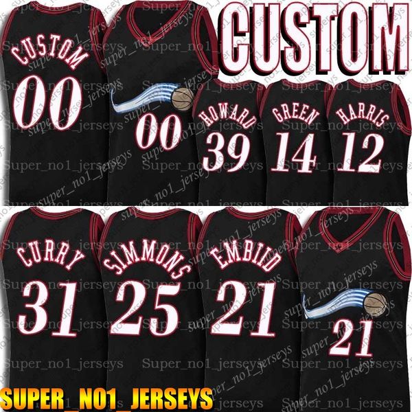 

custom joel philadelphias embiid jersey ben seth simmons curry jerseys danny tobias green harris dwight shake howard milton, Black;red