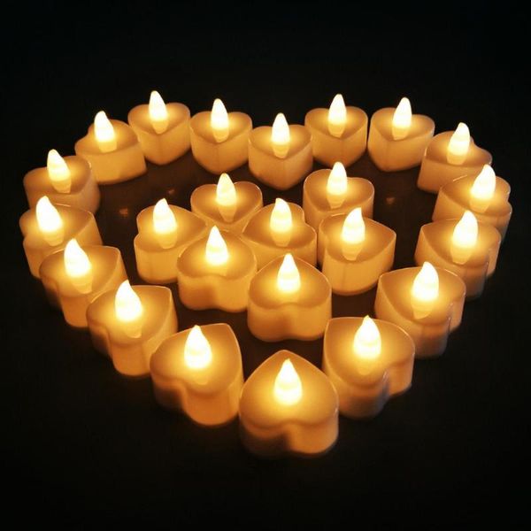 

candles 24 flameless small led candle for home christmas party wedding decoration heart-shaped electronic tealight battery-power