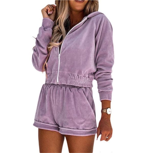

women's tracksuits womens 2 piece tracksuit outfit sets zip up hoodie long sleeve sweatshirt and shorts set with pockets streetwear ens, Gray