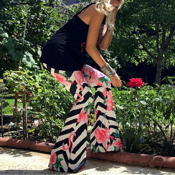 

women's pants & capris plus size clothes flare pant love fashion harajuku print casual girls trousers woman streetwear clothing women p, Black;white