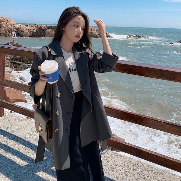 

women's trench coats autumn fashionable simple elegant waist slimming casual slim all-match fashion coat, Tan;black