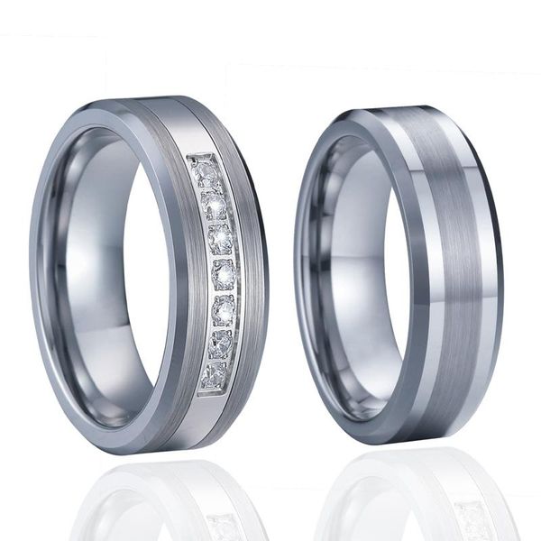 

never fade marriage alliances 100% pure tungsten carbide jewelry couple wedding rings set for men and women silver color 6mm, Slivery;golden