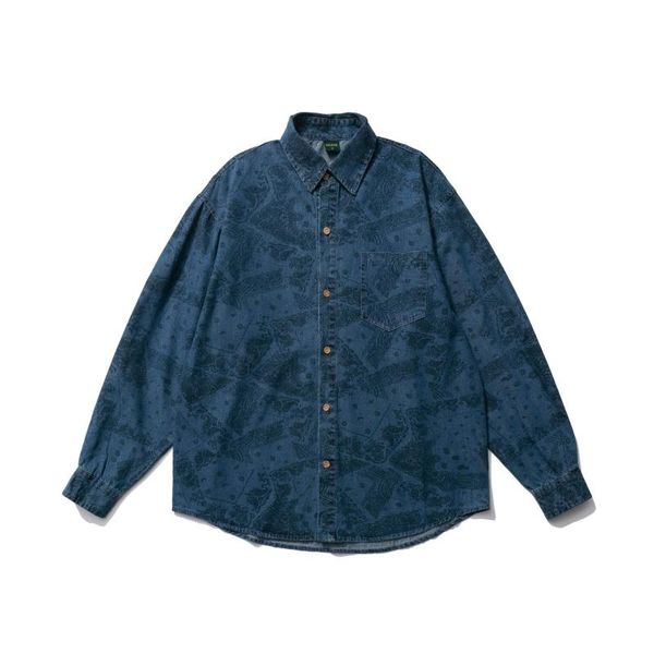 

men's casual shirts japanese spring autumn trend loose print shirt for men, White;black