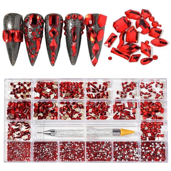 

nail art decorations q1qd 21 grids decoration kit multi shapes with dual-ended dotting pen picker set for diy nails supplies accessories, Silver;gold