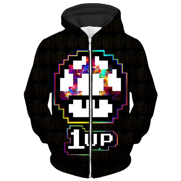 

little beetle pattern men s zip-up hoodie visual impact party punk goth round neck sweatshirt hoodie, Black