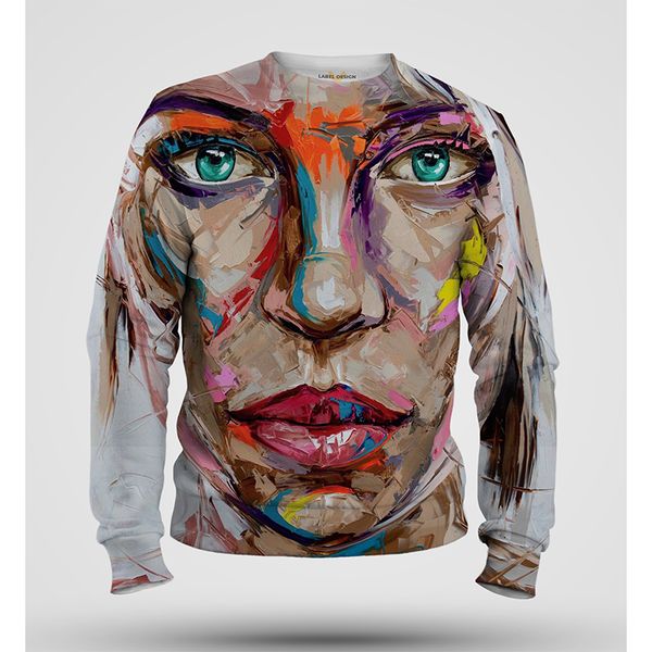 

realistic portrait 3d printing hoodie visual impact party punk gothic round neck american sweatshirt hoodie, Black